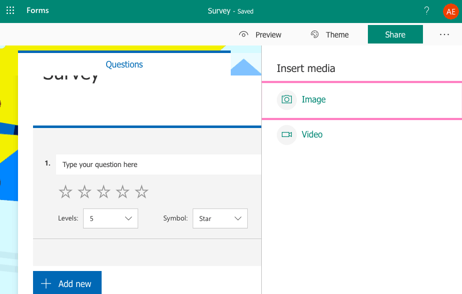 Microsoft Forms screenshot - Form editor