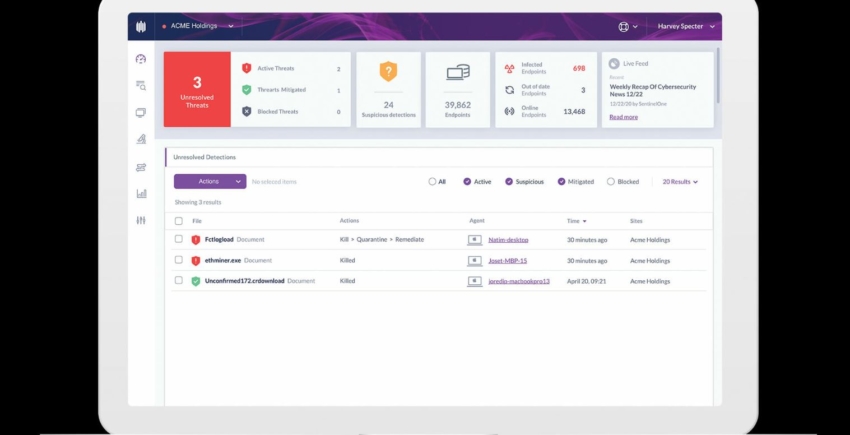 SentinelOne dashboard