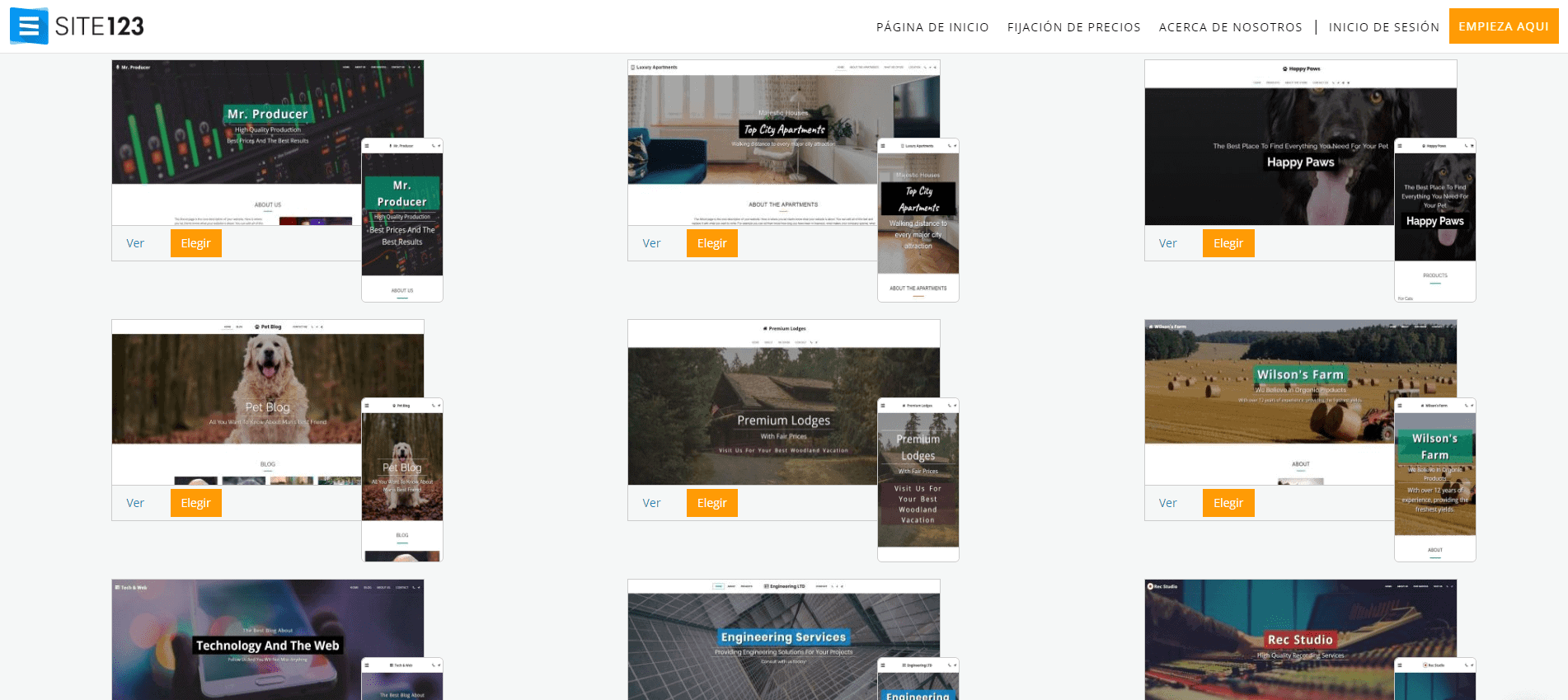 Site123 templates