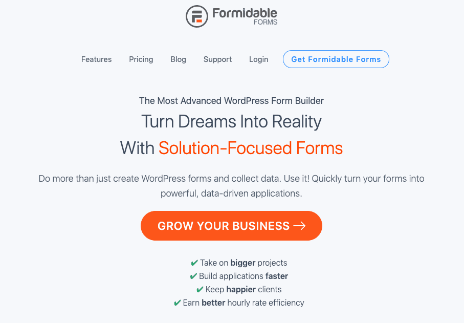Formidable Forms screenshot - Homepage