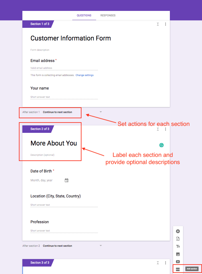 Google Forms screenshot - Form editor