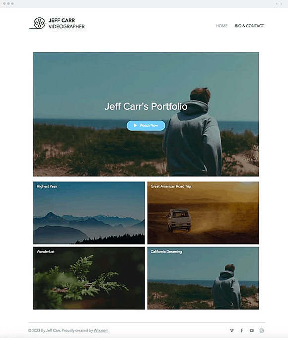 Wix Videographer template