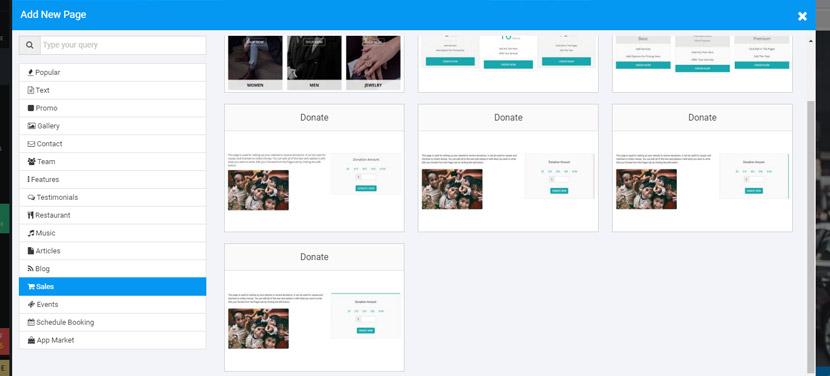 Site123 Donation content blocks