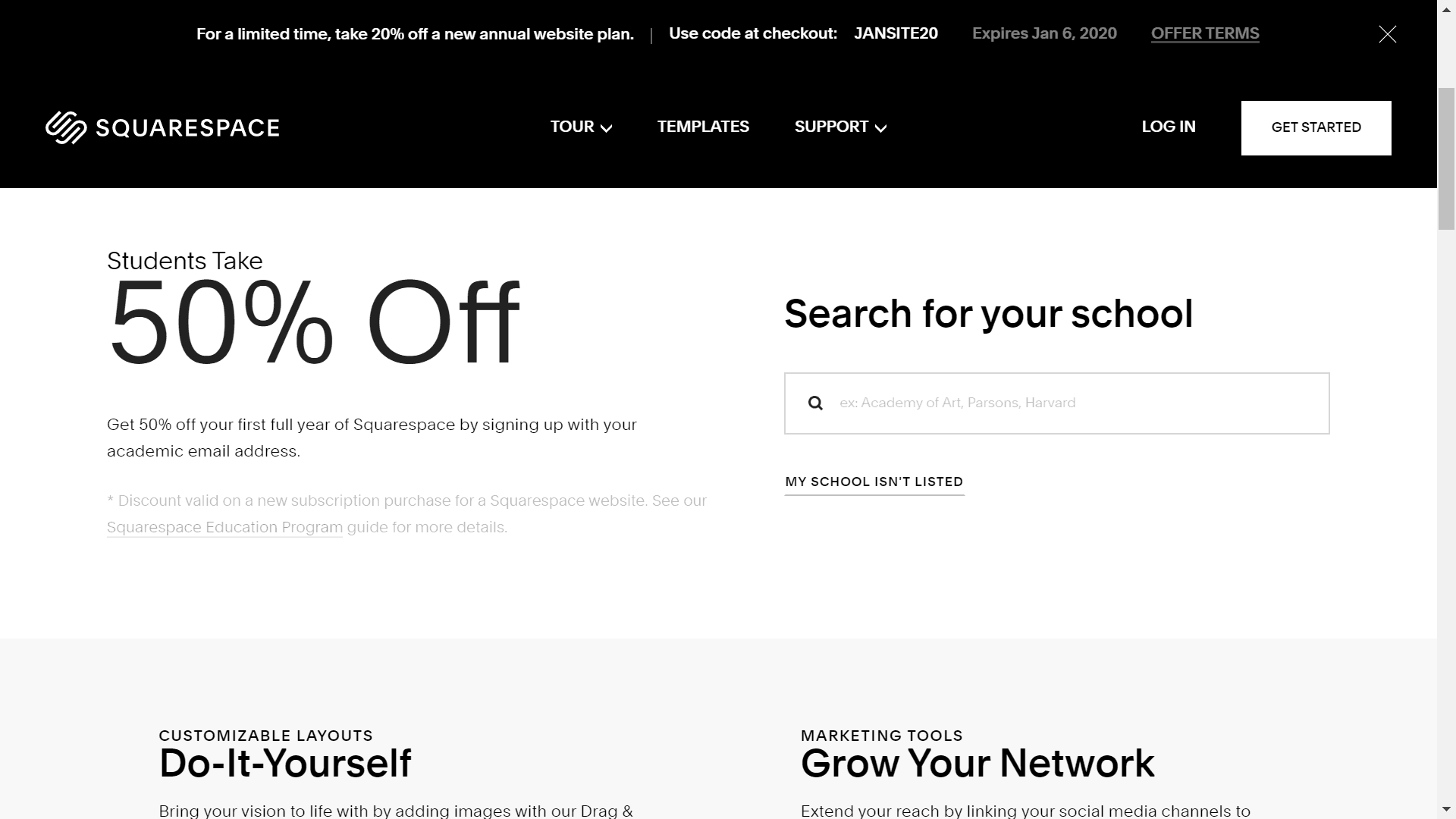 Squarespace discount for students and teachers