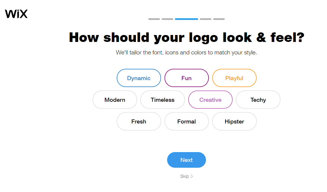 Wix screenshot - Logo look & feel