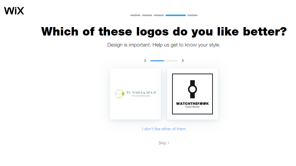 Wix screenshot - Choose a logo