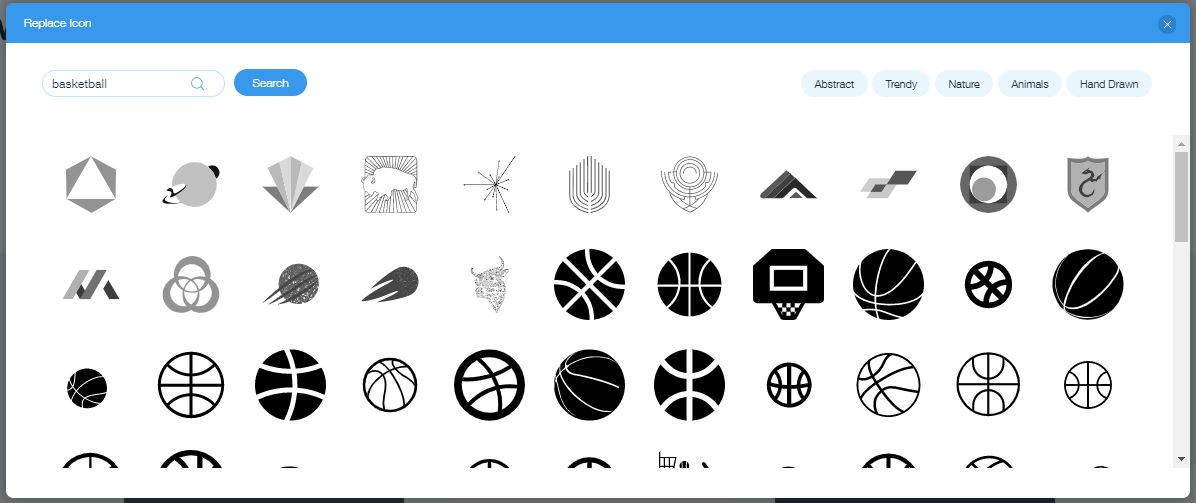 Wix Logo Maker screenshot - Basketball icons