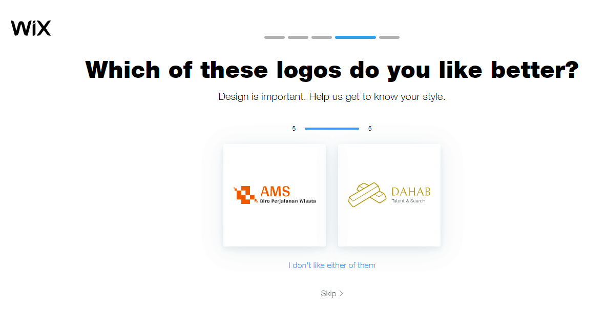 Wix Logo Maker screenshot - Pick between logo pairs