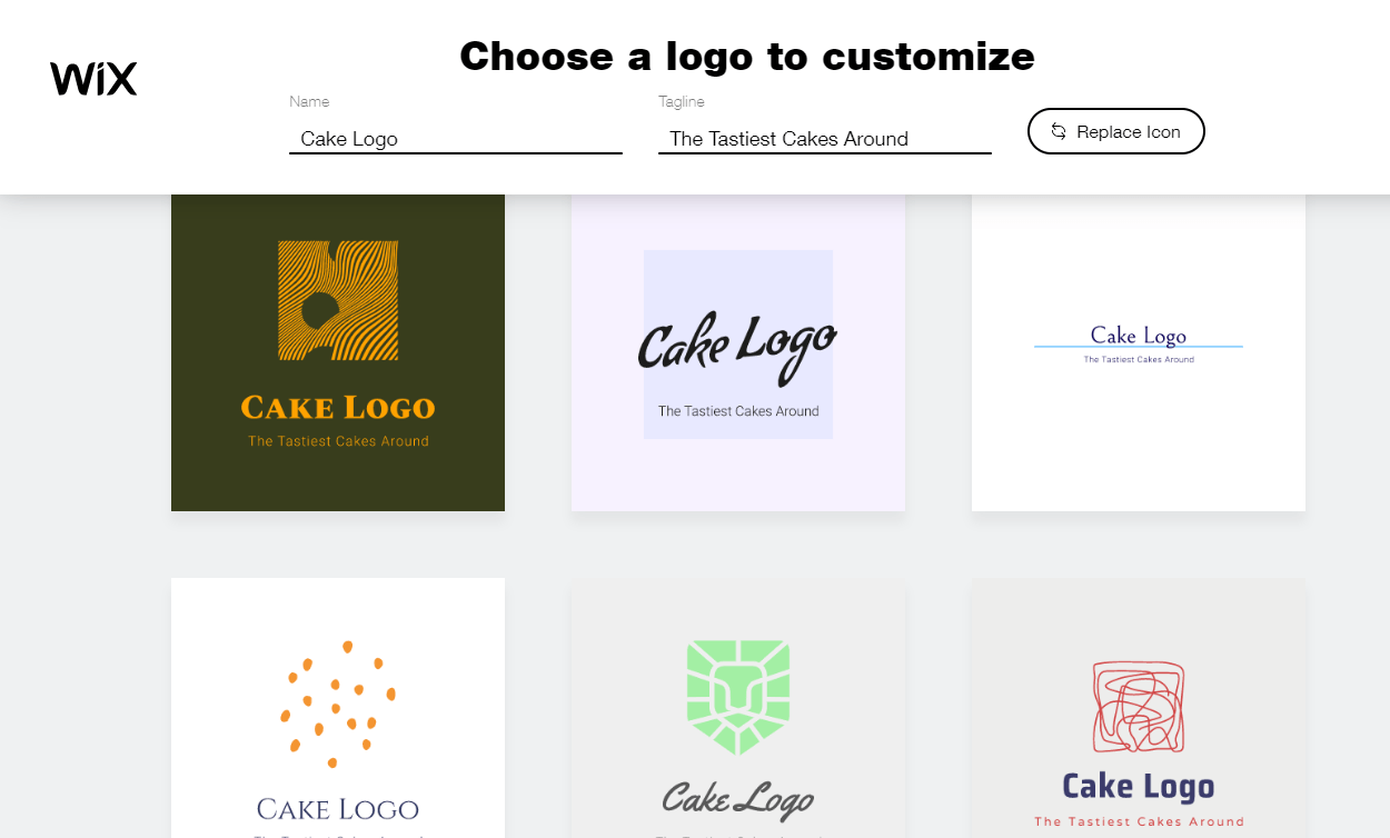 Wix Logo Maker screenshot - Choose a logo to customize