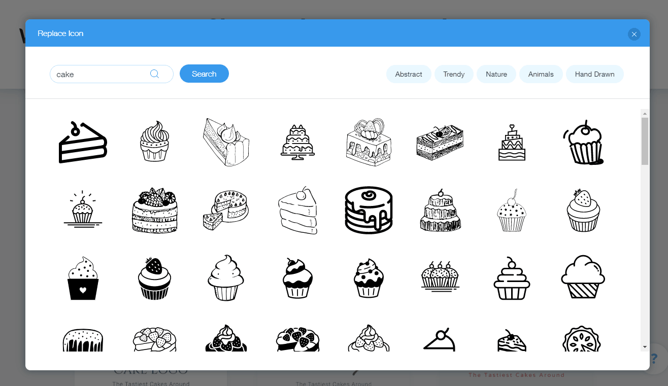 Wix Logo Maker screenshot - Cake icons