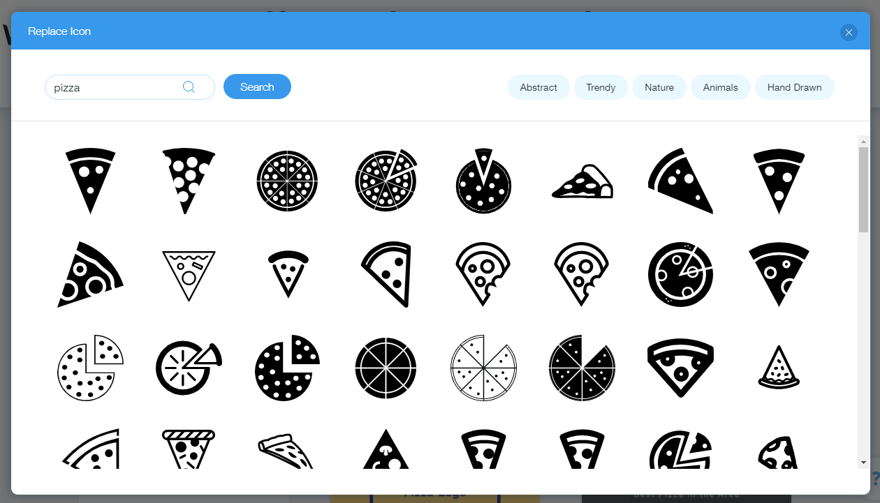 Wix Logo Maker screenshot - Pizza icons