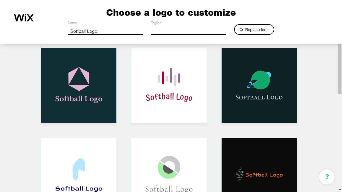 Wix Logo Maker screenshot - Choose a logo to customize