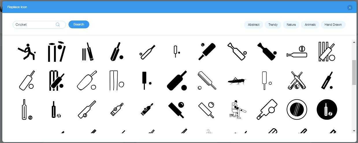 Wix Logo Maker screenshot - Cricket icons