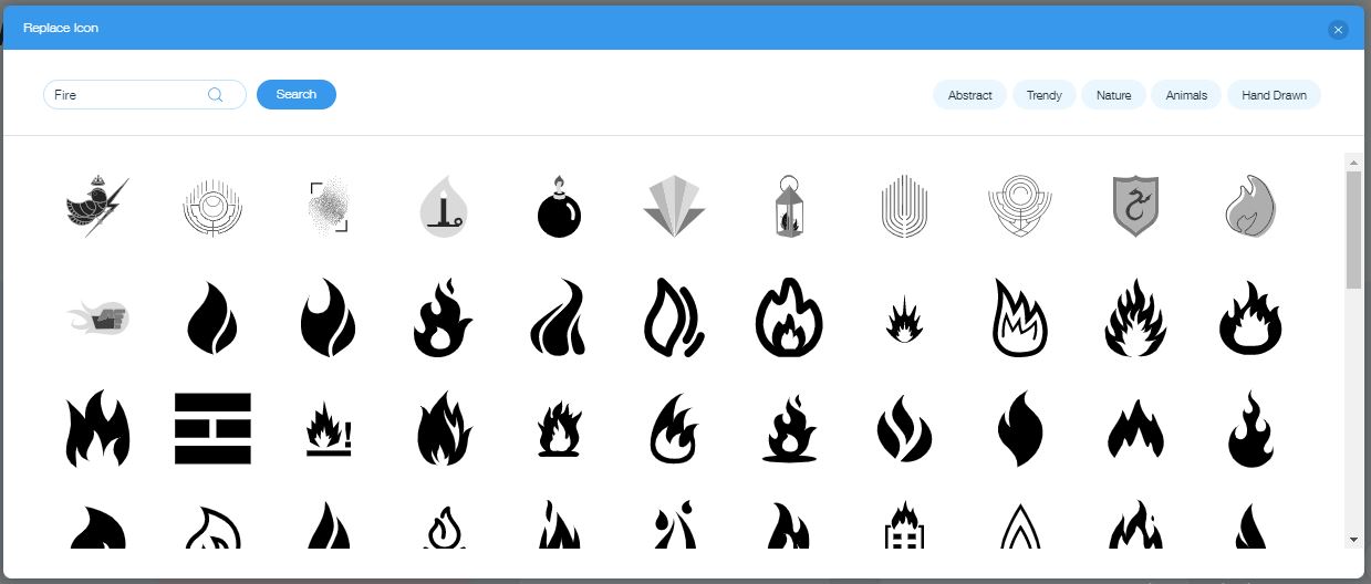 Wix Logo Maker screenshot - Fire icons