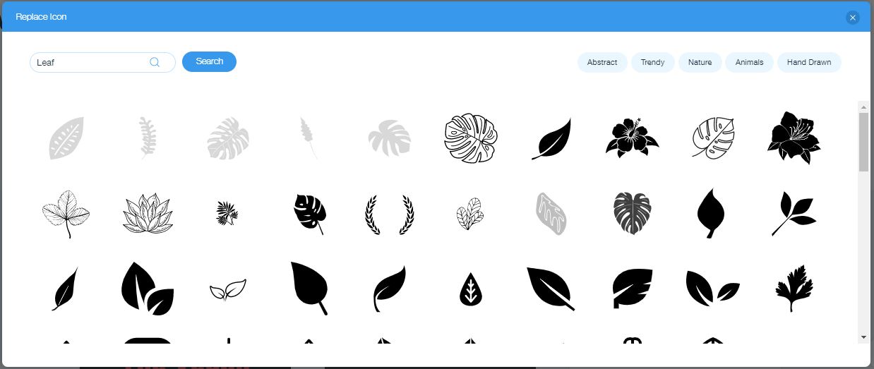Wix Logo Maker screenshot - Leaf icons
