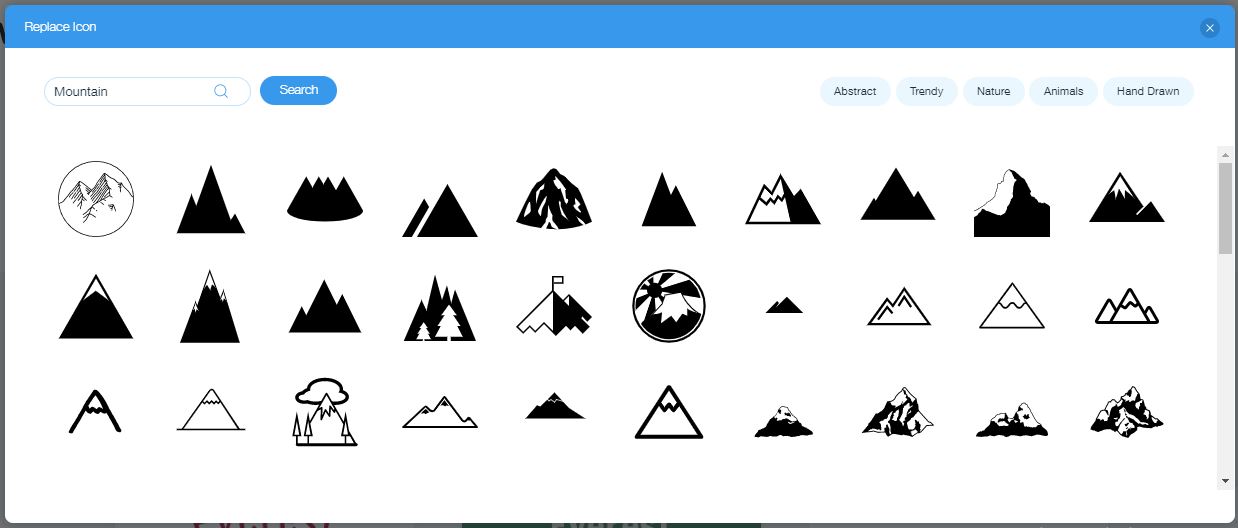 Wix Logo Maker screenshot - Mountain icons