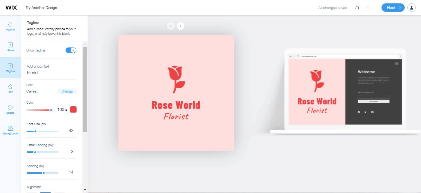 Wix Logo Maker screenshot - Rose World