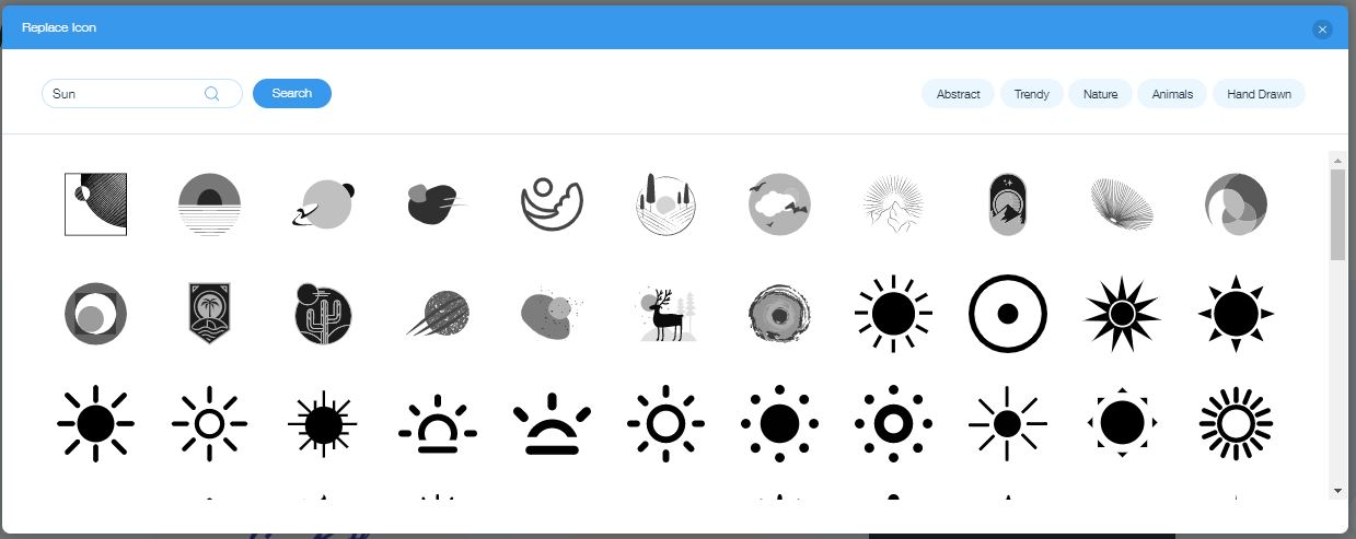 Wix Logo Maker screenshot - Sun icons