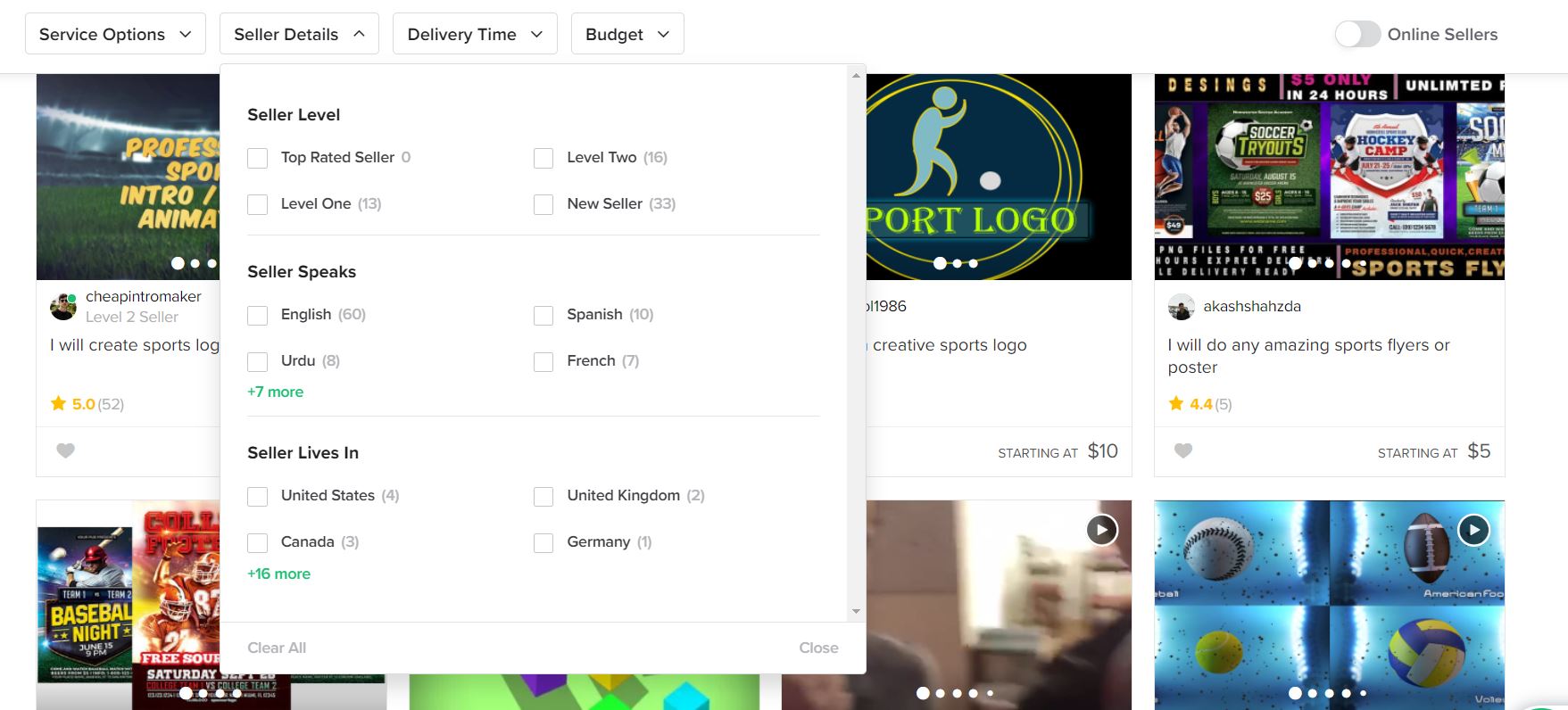 Fiverr screenshot - Volleyball logo designers