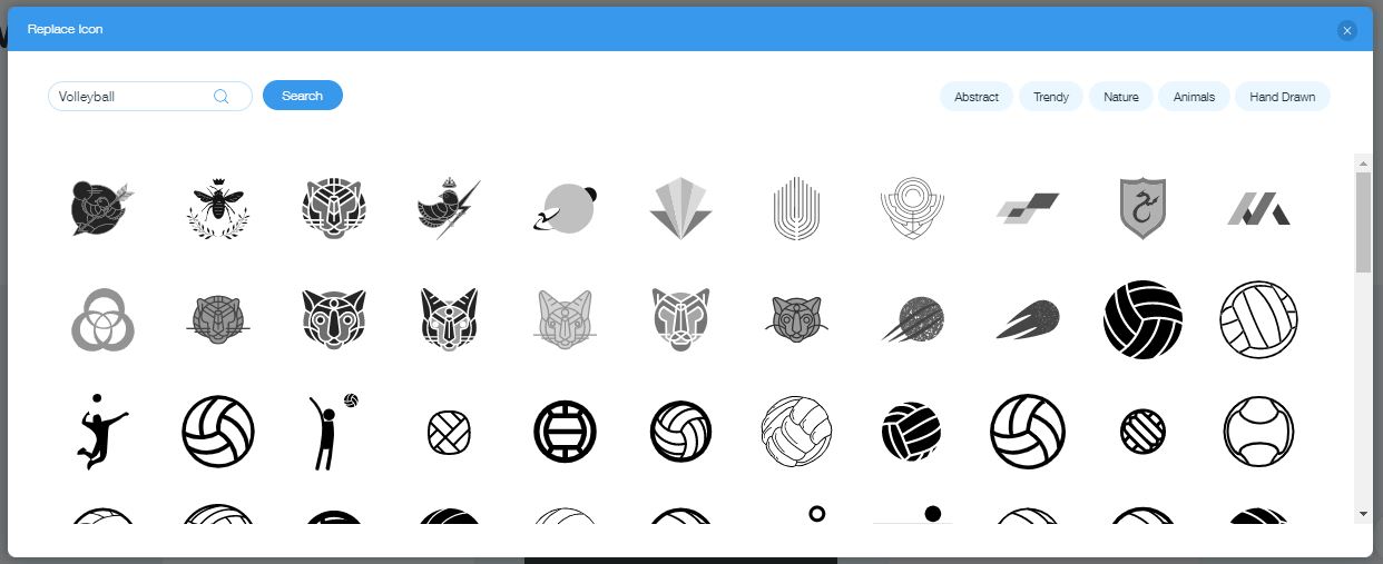 Wix Logo Maker screenshot - volleyball icons