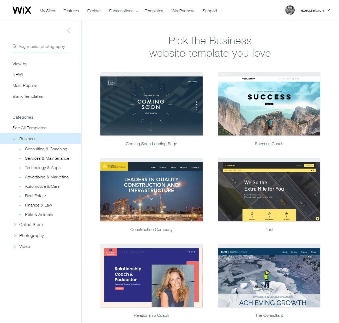 Wix Business templates