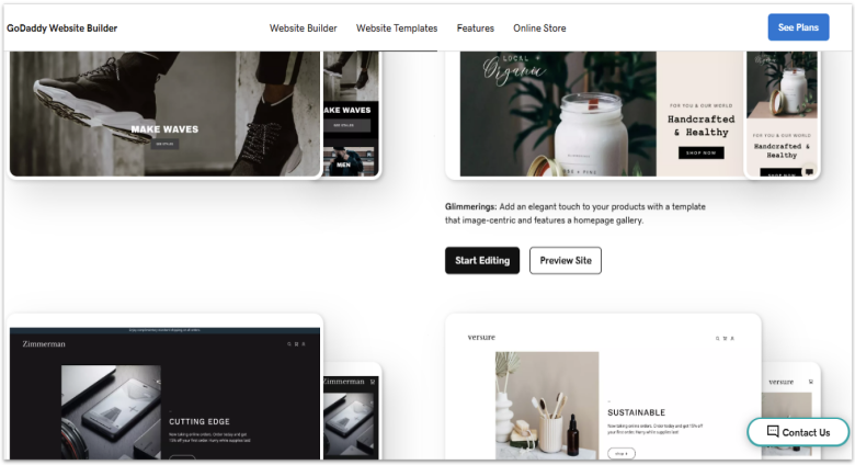 GoDaddy template library.
