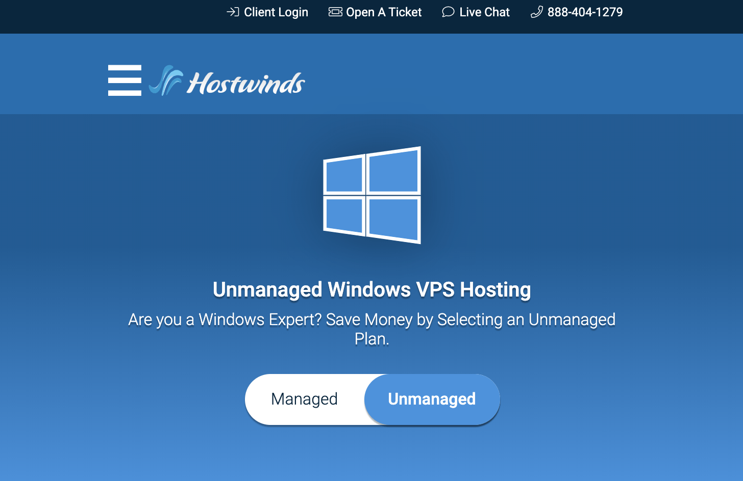 Hostwinds Unmanaged Windows VPS Hosting