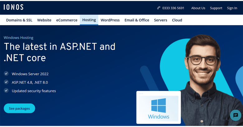 IONOS Windows hosting plans with ASP.NET and .NET core features..