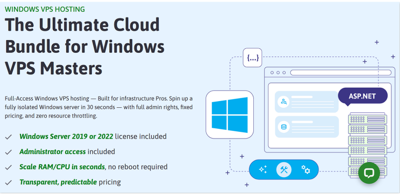 ScalaHosting Windows VPS hosting landing page.
