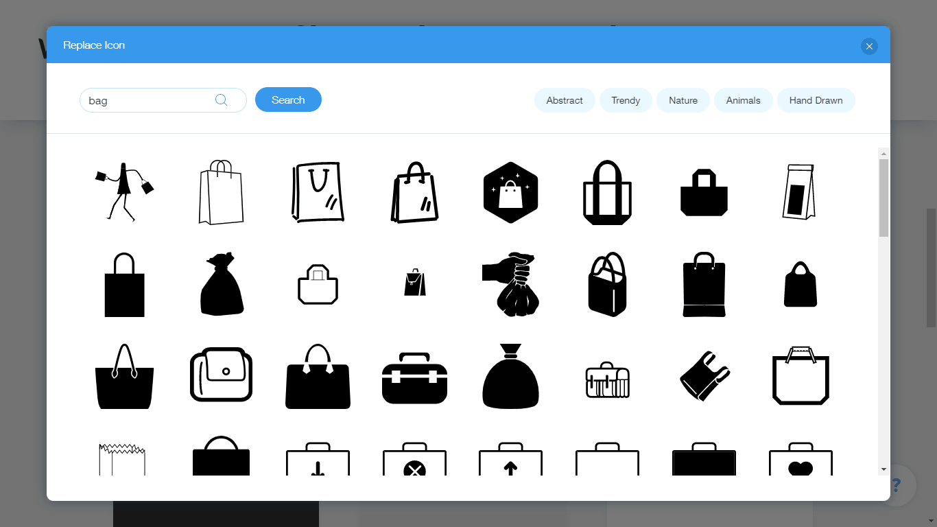 Wix Logo Maker screenshot - Bag icons