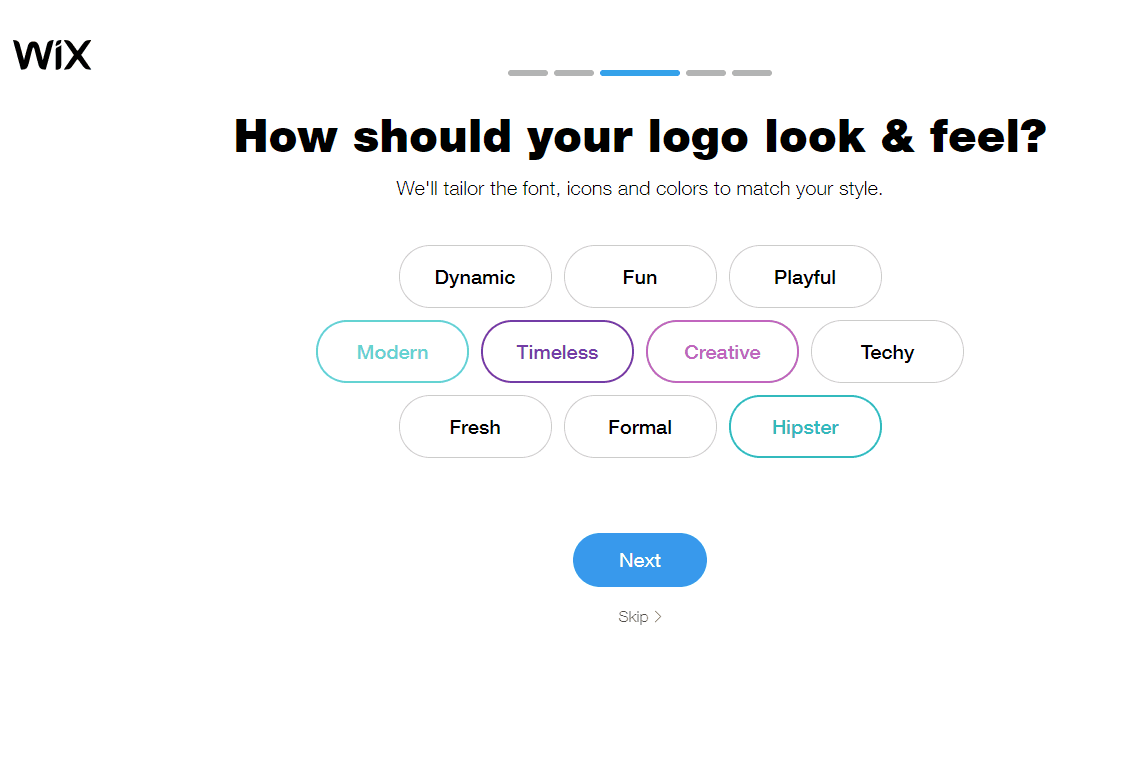 Wix Logo Maker screenshot - look & feel