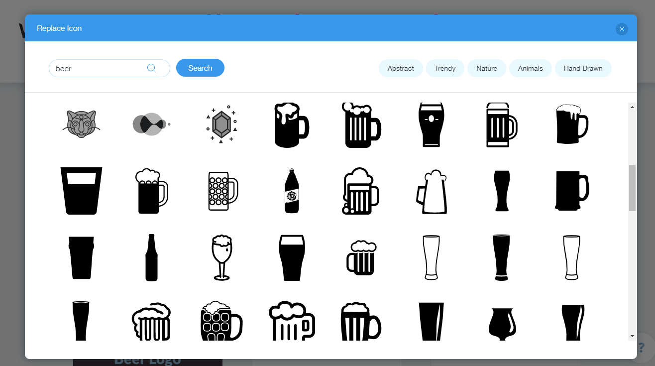 Wix Logo Maker screenshot - Beer icons