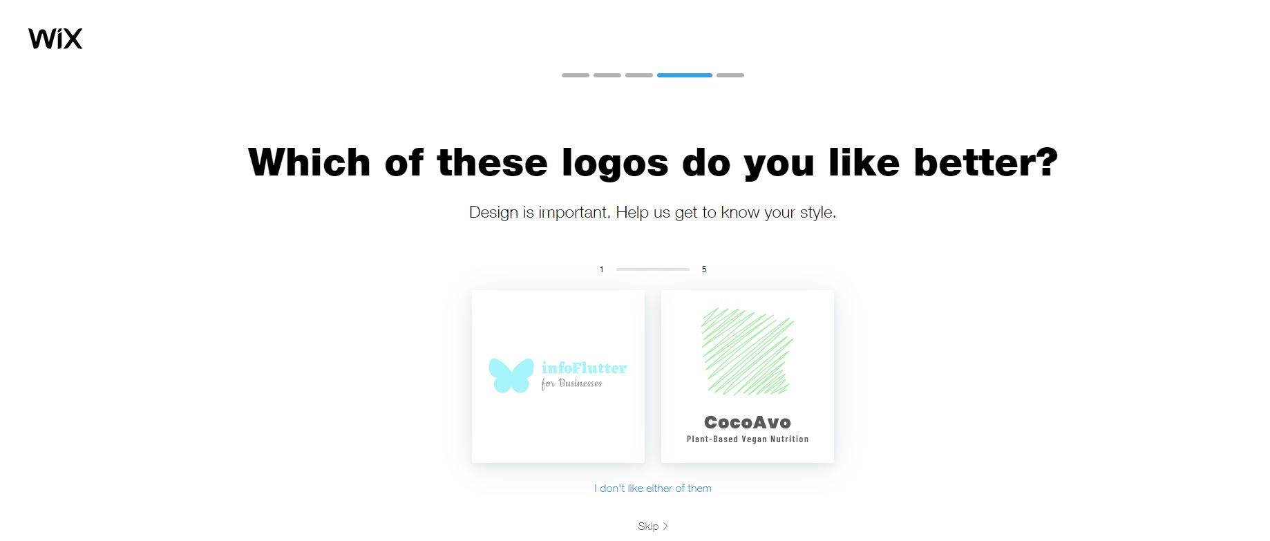 Wix Logo Maker screenshot - logo comparison