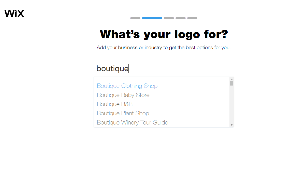 Wix Logo Maker screenshot - choose industry