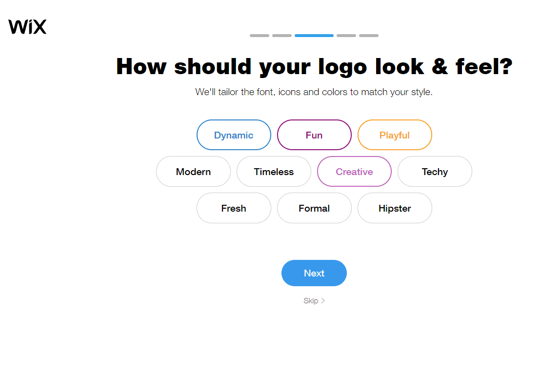 Wix Logo Maker screenshot - logo look & feel