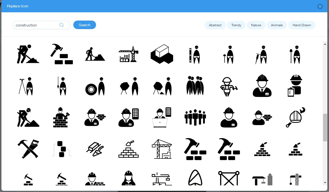 Wix Logo Maker screenshot - Construction icons
