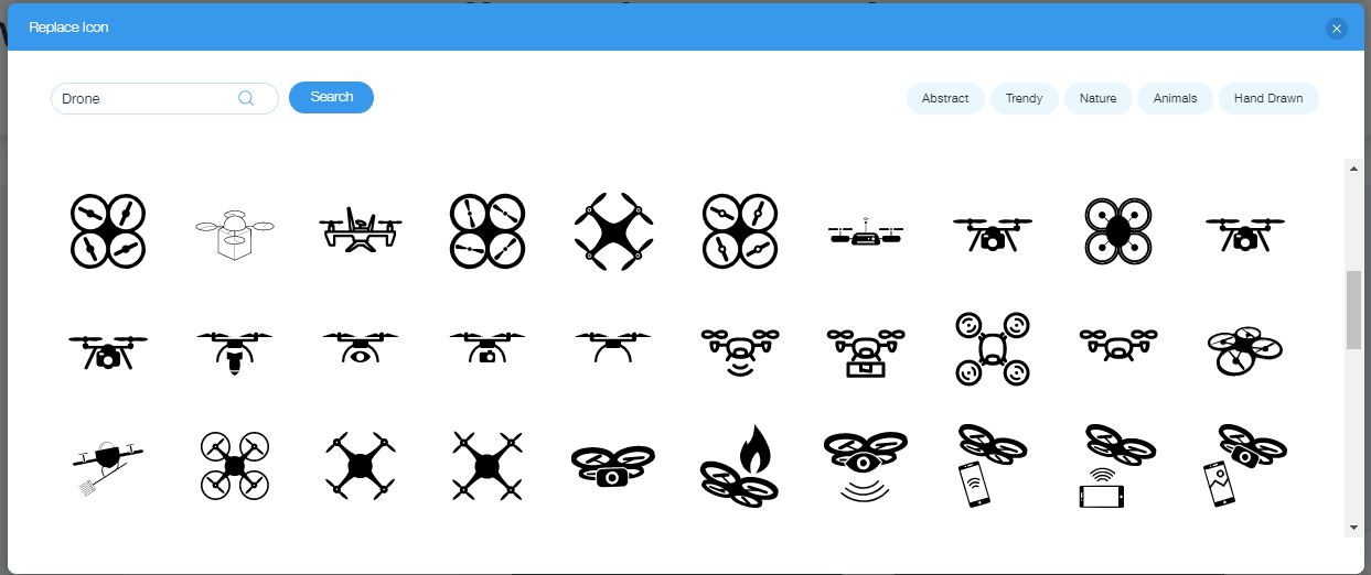 Wix Logo Maker screenshot - Drone icons