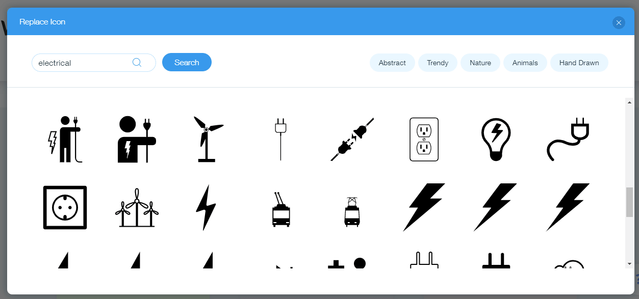 Wix Logo Maker screenshot - Electrical icons