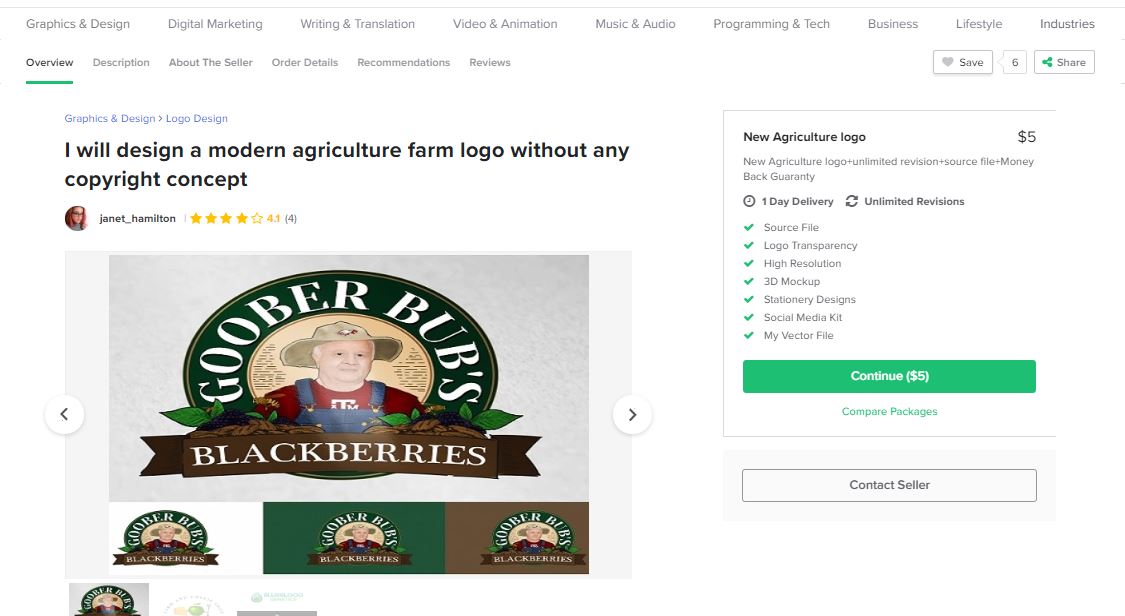 Fiverr screenshot - Agriculture logo package outline