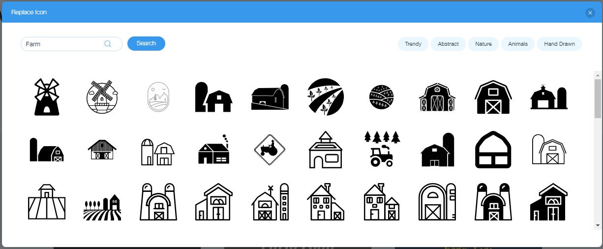 Wix Logo Maker screenshot - farm icons