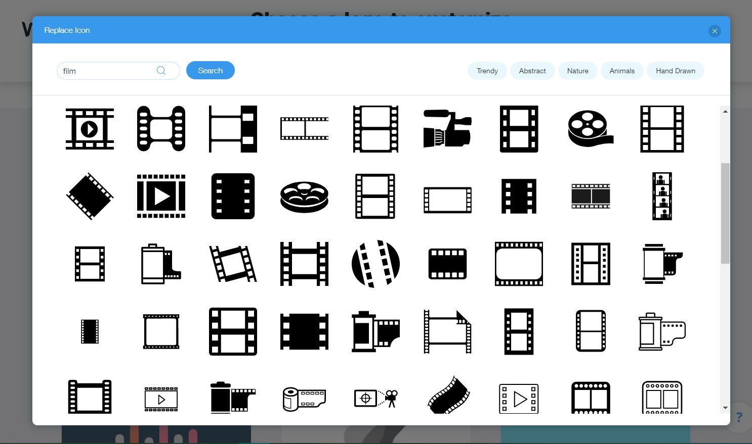 Wix Logo Maker screenshot - Film icons