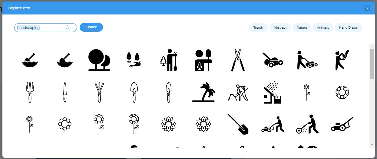 Wix Logo Maker screenshot - landscaping icons