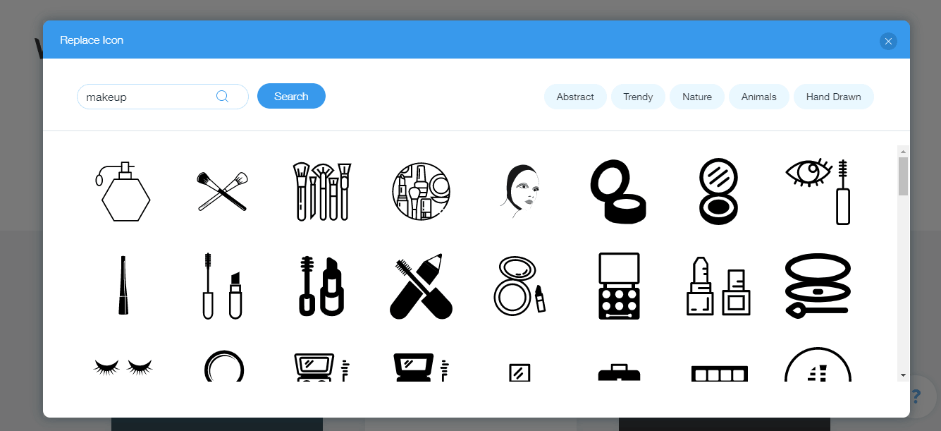 Wix Logo Maker screenshot - Makeup icons