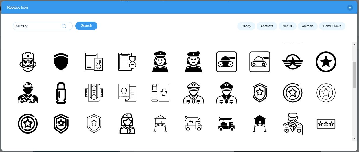 Wix Logo Maker screenshot - military icons