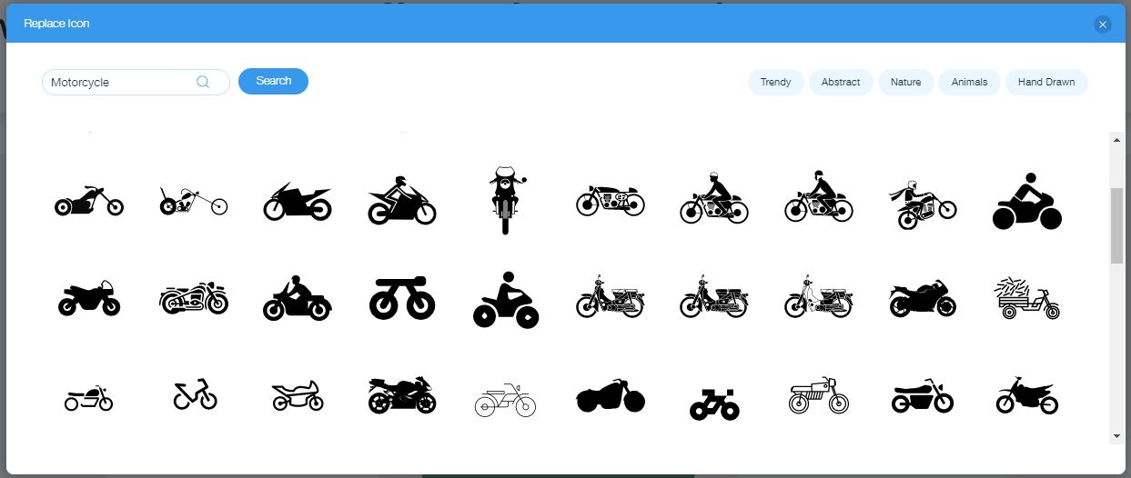 Wix Logo Maker screenshot - motorcycle icons