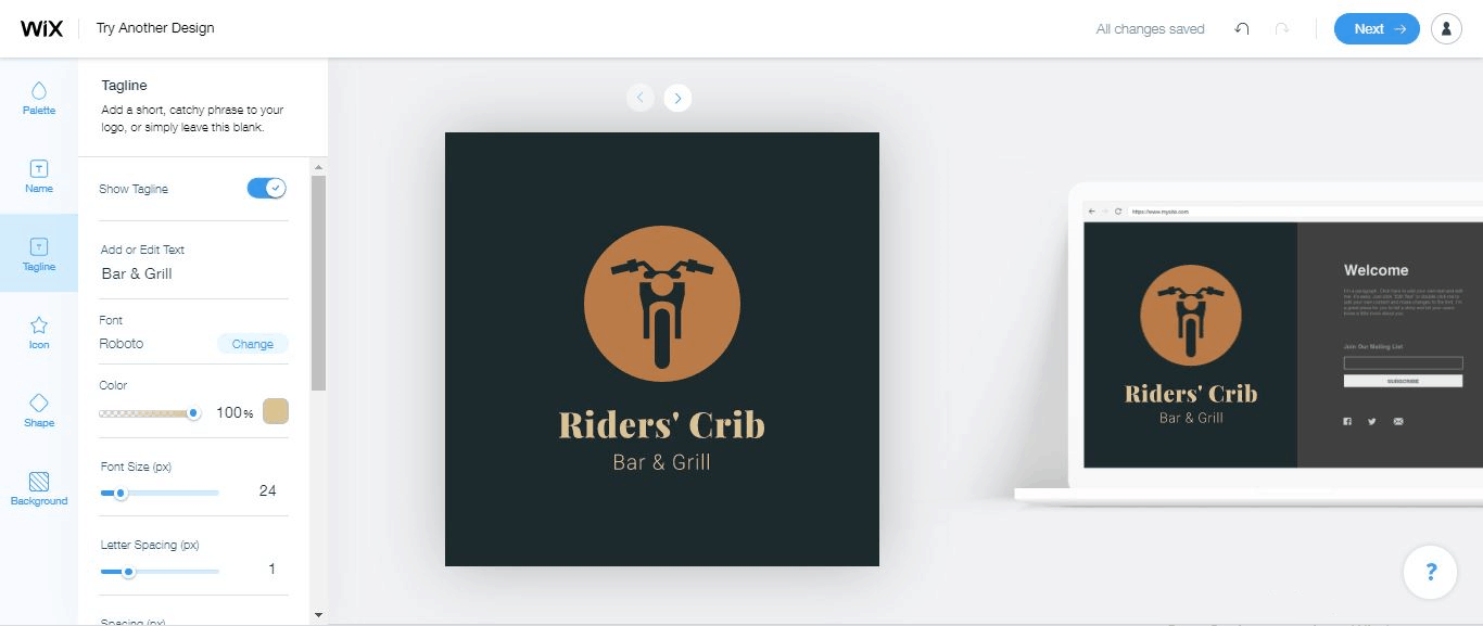 Wix Logo Maker screenshot - logo editor