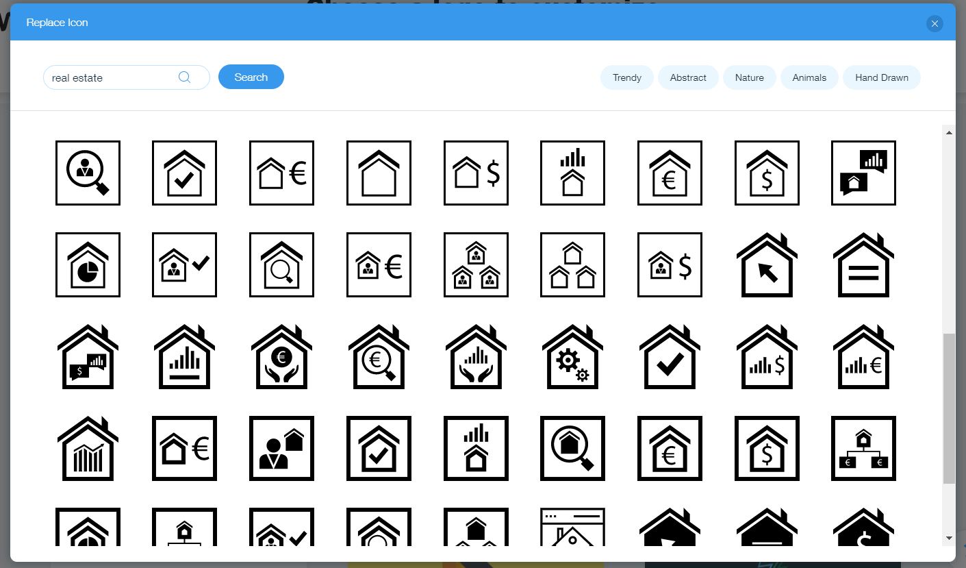 Wix Logo Maker screenshot - real estate icons