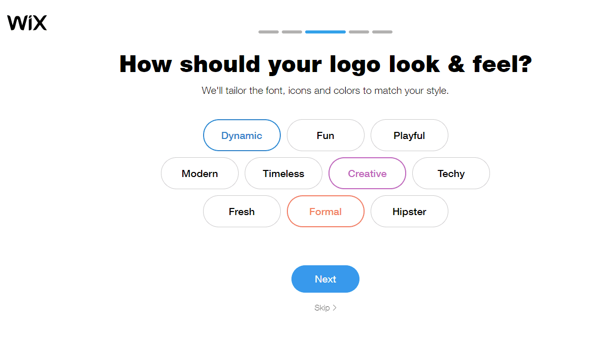 Wix Logo Maker screenshot - Logo look & feel