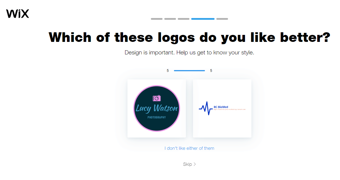 Wix Logo Maker screenshot - Which of these logos do you like better