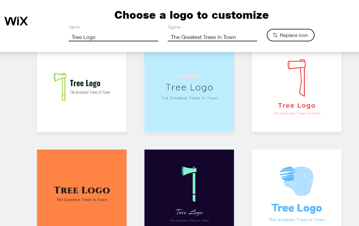 Wix Logo Maker screenshot - Choose a logo to customize